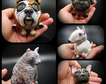 CUSTOM Chonky Pet Sculpture | Handmade Polymer Clay Pet Portrait | Whimsical Fat Pet Figurine | Funny Custom Dog Cat Sculpture