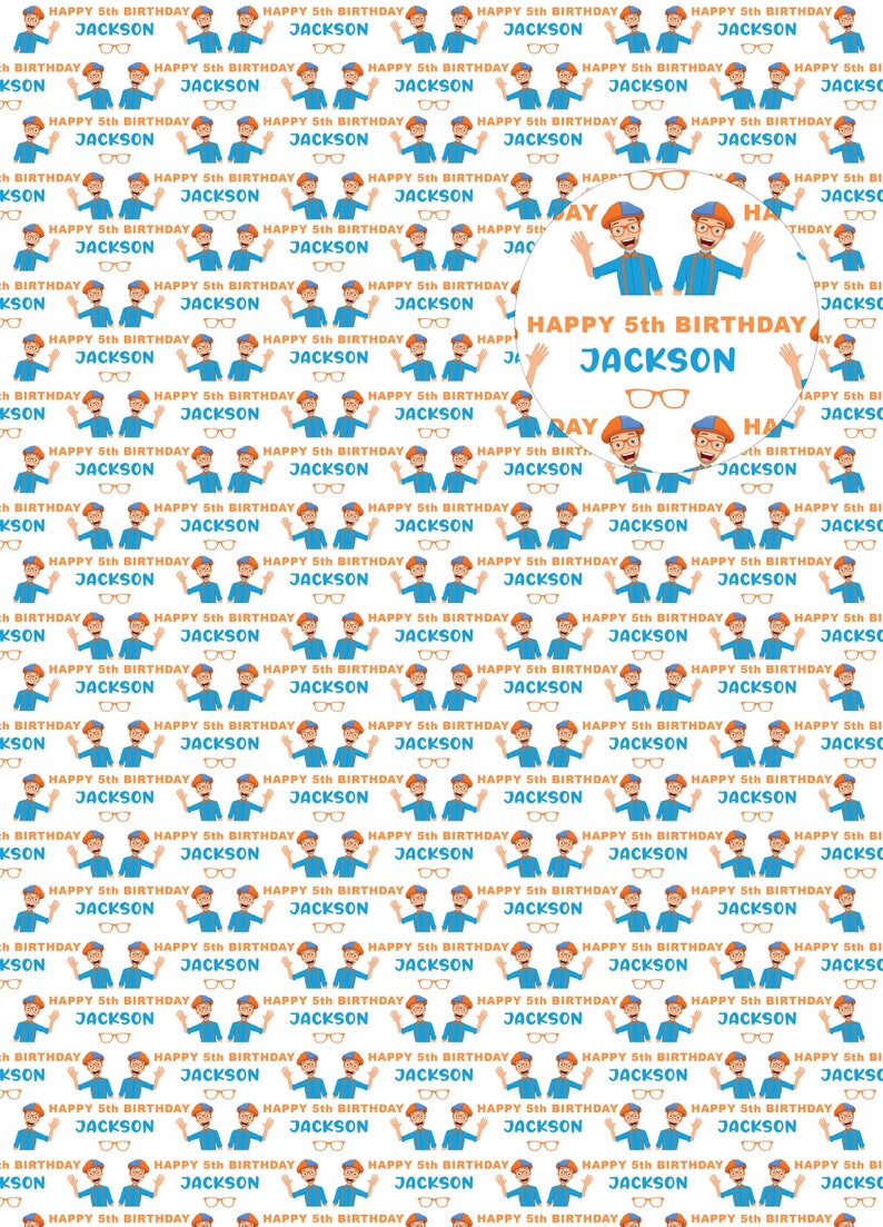 5th 2nd Blippi Gift Wrap 3rd Blippi Personalised Wrapping Paper 4th 6th Birthday Paper & Party