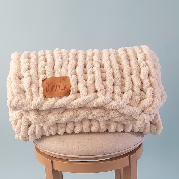 Personalized Jumbo Chenille Blanket, Chunky Knit Blanket