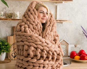Giant knit blanket, Chunky knit blanket, Super Chunky blanket, Knit Blanket, Wool Blanket, Merino Wool, Blanket, Wool throw, Throw blanket