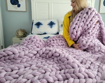 Super Chunky knit blanket, chunky knit blanket, chunky knits, Blanket, Merino wool blanket, Chunky yarn, Arm knitted blanket, Merino throw