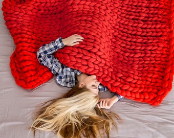 Custom throw blanket, handmade chunky knit blanket, wool chunky blanket, soft and cozy chunky knitted blanket, boho blanket and throw, gift