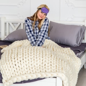 Chunky Knit Blanket, Christmas Blanket, Chunky Blanket, Arm knit Blanket, Wool blanket, Wool throw, Throw Blanket, Gift for her, Boho throw
