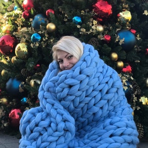 Chunky Knit Merino Wool Blanket: Super Soft Throw Blanket