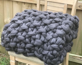 Arm knittted chunky blanket, chunky knitted blanket, super chunky blanket, merino wool throw blanket, Blanket, Throw, Chunky knits