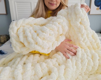 Coperta a maglia grossa in ciniglia Jumbo, coperta a maglia grossa, coperta super morbida e accogliente, coperta natalizia, regalo per lei, Boho, coperta e tiro