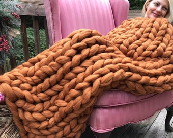 Super chunky knitted blanket, chunky knit blanket, chunky knits, knitted blanket, knit throw blanket, arm knit blanket, merino wool