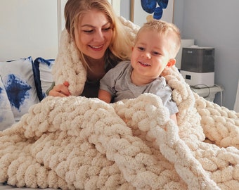 Chunky Knit Blanket Jumbo Chenille Throw