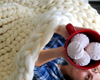 Chunky blanket, chunky knit blanket and throw, chunky knits, Blanket, Throw, Gift for her, Christmas gift ideas