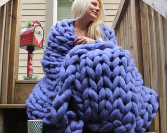 Big Knit Blanket, Chunky Blanket, Merino Wool Throw Blanket, Hand Knit Blanket, Fall Throw Blanket, Boho Blanket, Gift for her, Christmas