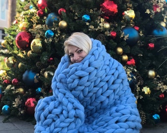 Chunky Blanket, Giant Knit blanket, Chunky knit blanket, Christmas super chunky knitted blanket, Throw blanket, chunky yarn, chunky knits