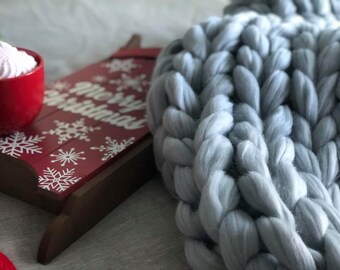 Chunky Blanket and throw, chunky blanket, chunky knit blanket, wool throw blanket, chunky knits, Merino wool yarn, Christmas present