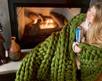 Evoknit Chunky Knit Dekens & Gooit Giant Blanket Merino wol Gooi Deken