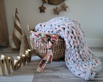 Chunky Knit Blanket, Super Chunky Knitted Double Blanket