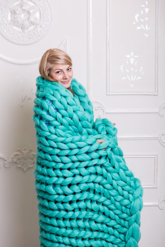 Wool knit blanket etsy sale