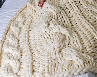 Chunky knit blanket, Knitted Blanket, Chunky blanket, Wool Blanket, Chunky knitted blanket, Blanket Throw, Chunky yarn