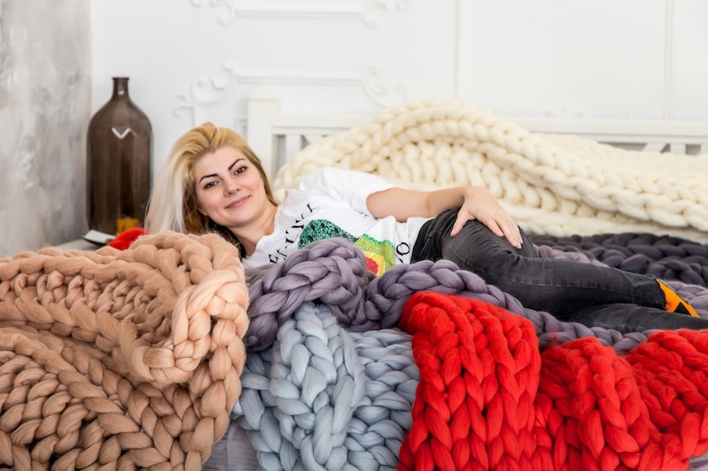 EVOKnit Knit Merino Wool Blanket - Thumbnail 2