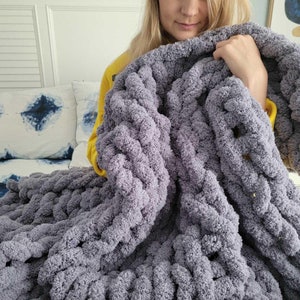 NEW JUMBO Chenille Blanket, Chunky Knitted Chenille Blanket, Chunky knit blanket Arm Knit Blanket, Chunky knit blanket, Super Chunky blanket