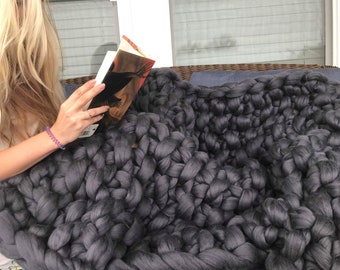 Chunky knit blanket, Knit blanket, Knitted Blanket, Wool blanket, Chunky wool blanket, Blanket, Blanket Throw, Wool Throw