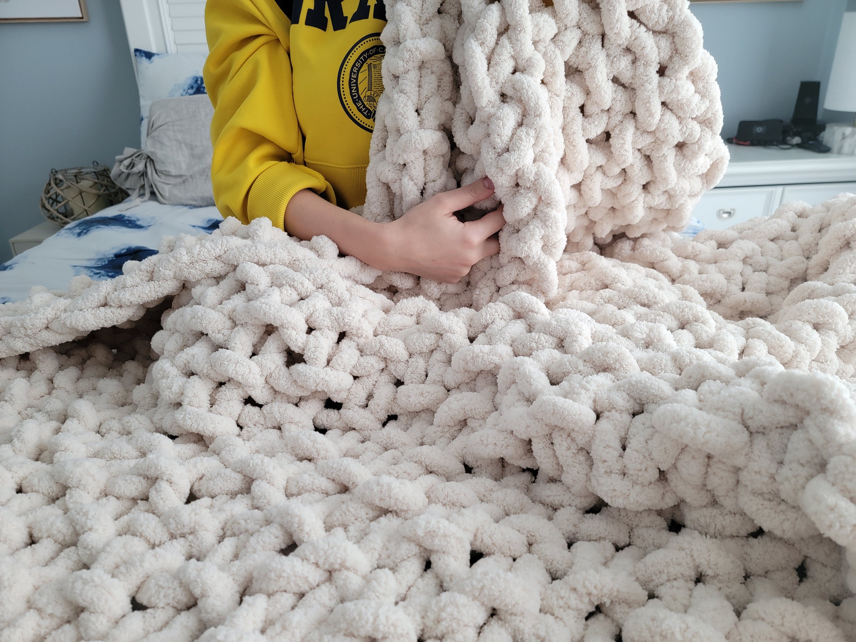 Beige Chunky Blanket Throw Couch Knitted Blanket Chunky Chenille Blanket Super Chunky Knitted Throw Cozy Chenille Throw Boho Etsy Canada