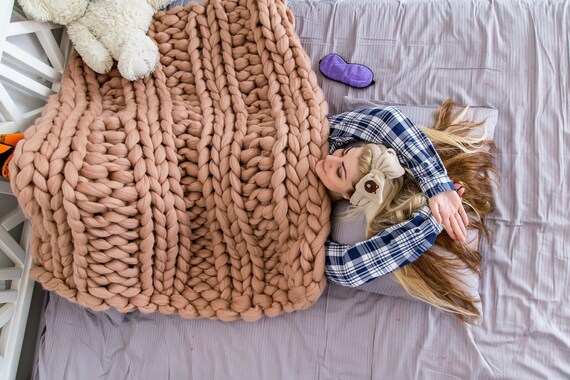 Chunky Knit Blanket Throw Super Chunky Blanket Knitted Blanket
