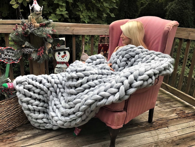 Super chunky knit blanket chunky knits merino wool blanket Etsy