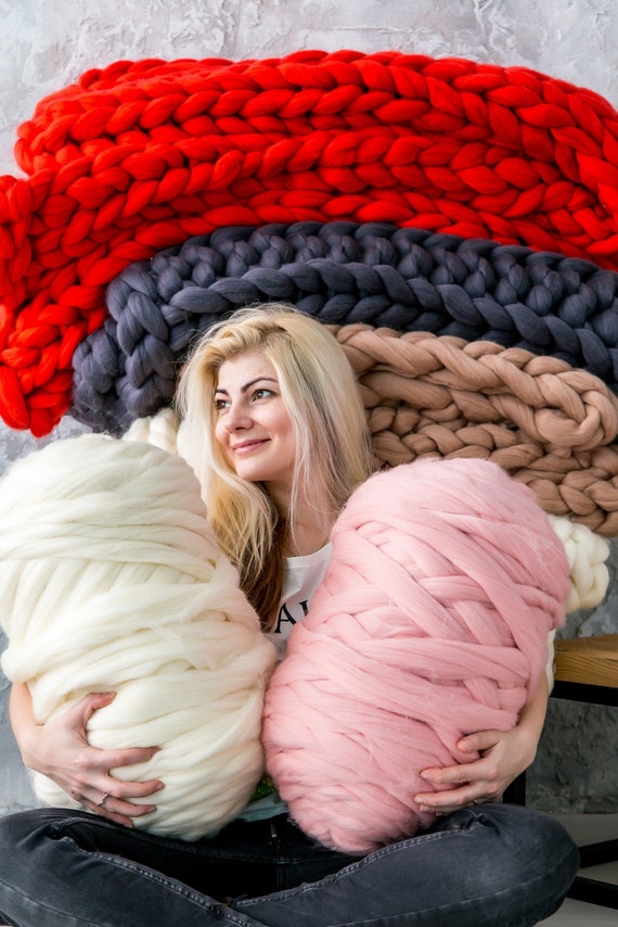 Merino Wool Roving Chunky Yarn Chunky Knits Merino Wool Yarn Yarn Arm Knit Arm Knitting Wool Chunky Wool Big Wool Etsy Canada
