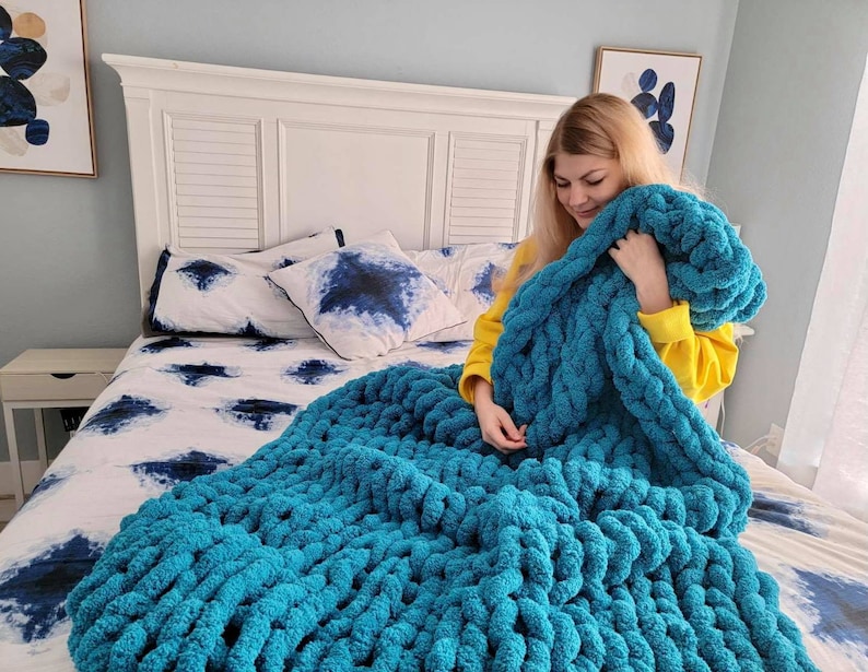 JUMBO Chenille Blanket Chunky Chenille Yarn Chunky knit Etsy