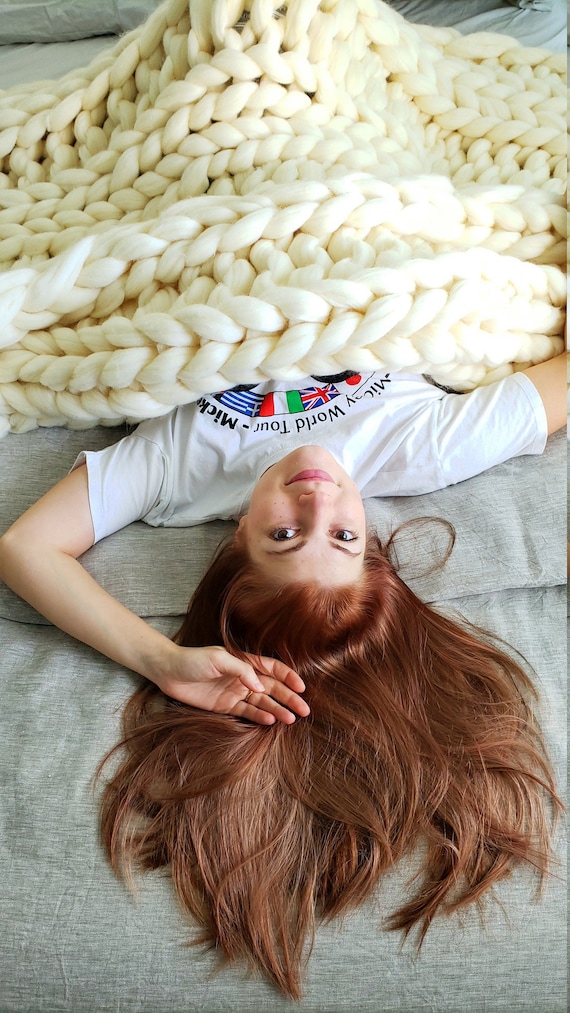 Chunky knit blanket etsy hotsell