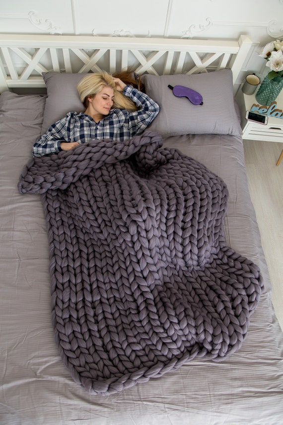 Grobstrick stricken Decke, klobige Strickwaren, gestrickte Decke, klobige gestrickte Decke, Decke werfen, werfen Decke, werfen, Merino Wolle Decke,