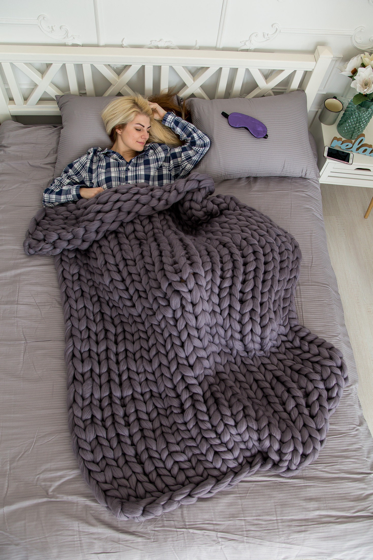  YZJJ Manta de punto grueso de lana tejida a mano suave manta  para sofá cama para mascotas, mantas de lana merina suave y acogedora  poliéster, nudo trenzado grueso (color gris, tamaño