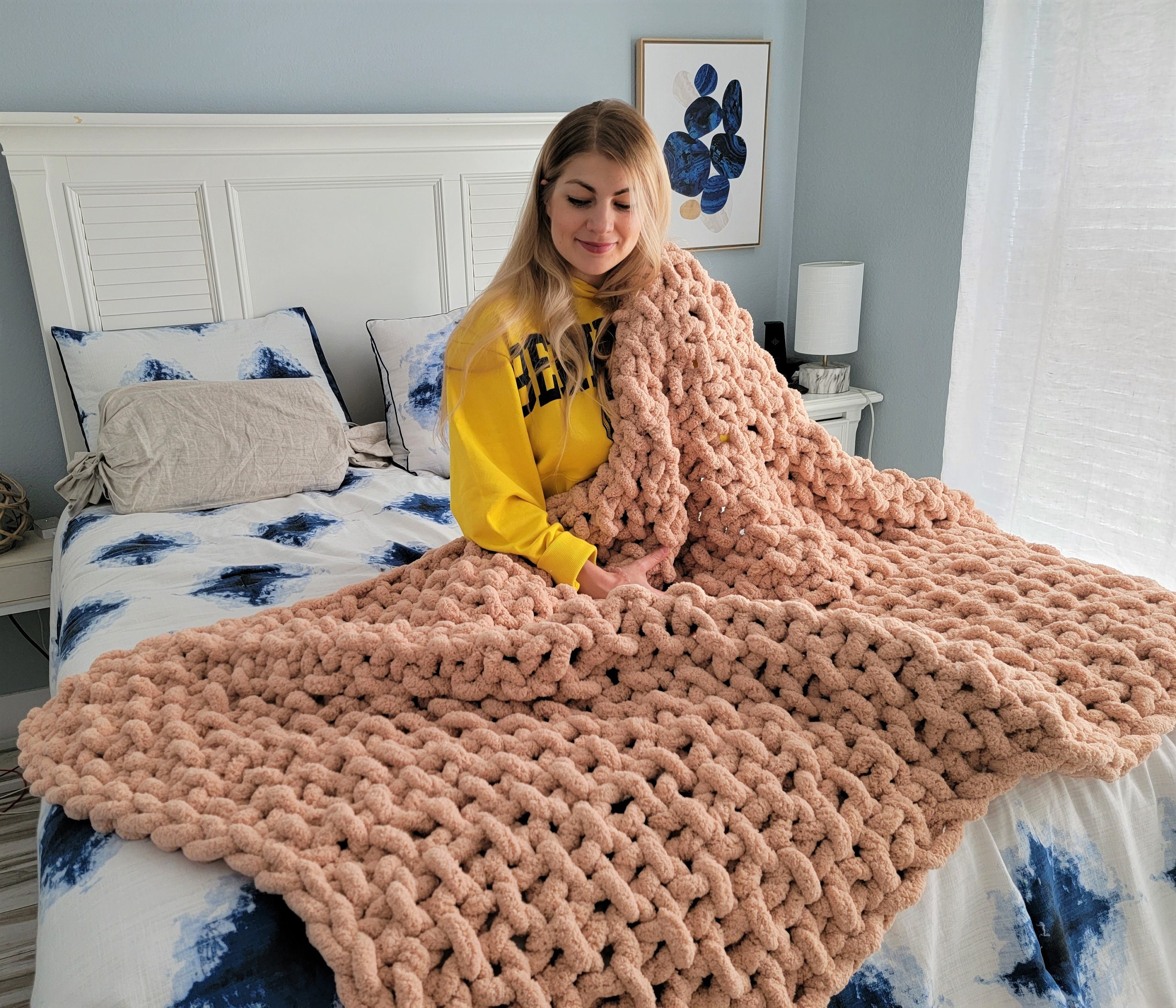 Chunky knit blanket beige hotsell