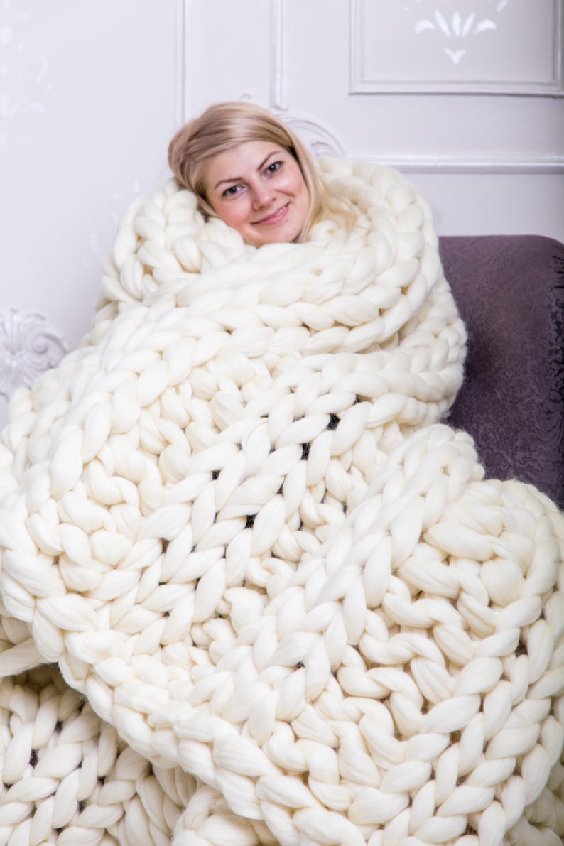 Chunky Knit Blanket Chunky Blanket Chunky Knit Throw Giant Etsy