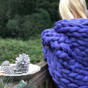 Super Chunky knit blanket, chunky blanket, chunky knits, Merino wool blanket, Chunky yarn, Arm knitted blanket, Merino wool throw image 6