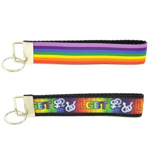 Rainbow LGBT Gay Pride Flag Key Chain Key Fob Wristlet Keychain Key Ring Lanyard GIFTS UNDER 5