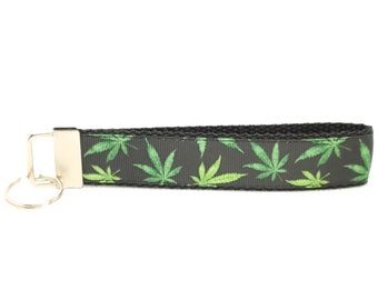 Pot Leaf Keychain Pot Leaf Key Fob Pot Leaf Wristlet Pot Leaf Key Ring Pot Leaf Lanyard GIFTS UNDER 5 Marijuana Keychain Marijuana Wristlet