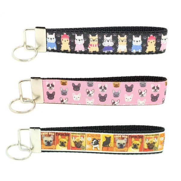 French Bulldog Keychain French Bulldog Key Fob French Bulldog Wristlet Frenchie Key Ring French Bulldog Lanyard GIFTS UNDER 5 Frenchie Gift