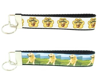 Golden Retriever Wristlet Keychain Key Fob Purebred Dog