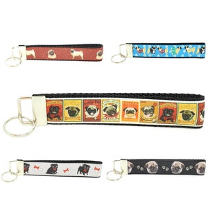 Pug Keychain Pug Key Fob Pug Wristlet Pug Key Ring Pug Lanyard GIFT UNDER 5 Pug Gift Pug Stocking Stuffer