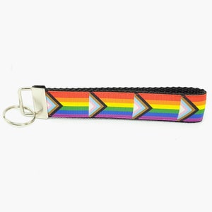 Progress Pride Flag Keychain Progress Pride Wristlet Progress Pride Key Fob Progress Pride Key Ring GIFTS UNDER 5 Pride Gift