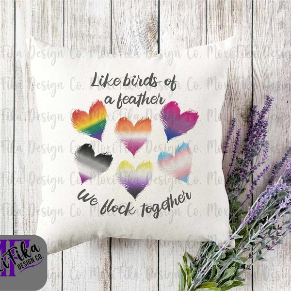 Pride Pillow Cover - Like Birds of a Feather We FLock Together - LGBT Pillow Cover - Pride Flags Pillow Cover - Pride Gift