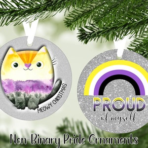 Non-Binary Pride Ornament - Non-Binary Pride Flag Christmas Ornament - Non-Binary Gift - Non-Binary Stocking Stuffer