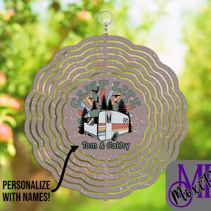 Personalized Camp Life Wind Spinner - Personalize with Names - Camping Gift - Camper Wind Spinner - Outdoor Camp Decor