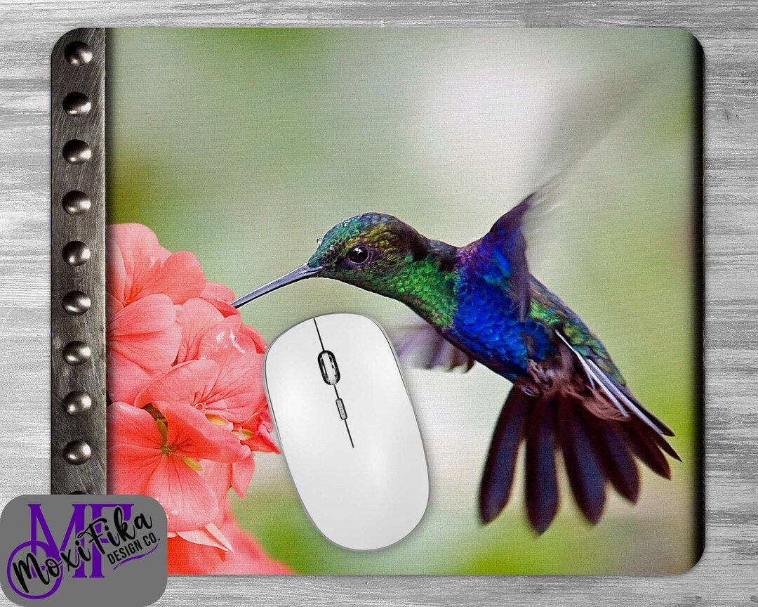 Hummingbird Mouse Hummingbird Mouse Pad - Hummingbird Desk Mat - Hummingbird and Flower ...