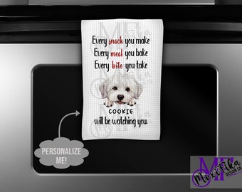 Personalized Coton De Tulear Kitchen Towel - I'll Be Watching You Coton De Tulear Towel - Coton De Tulear Gift - Coton De Tulear Decor