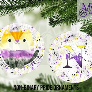 Personalized Nonbinary Pride Ornament - Nonbinary Pride Flag Christmas Ornament - Nonbinary Gift - Nonbinary Stocking Stuffer