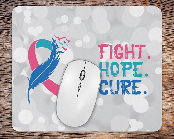 Thyroid Cancer Mouse Pad - Thyroid Cancer Desk Mat - Fight, Hope, Cure Thyroid Cancer