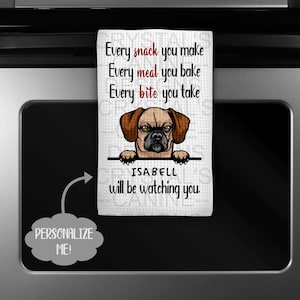 Personalized Puggle Kitchen Towel - Funny Puggle Kitchen Towel - I'll Be Watching You Puggle Towel - Puggle Gift