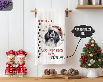 Personalized English Setter Christmas Kitchen Towel - Dish Towel - Gift - Decor - Holiday - Dog