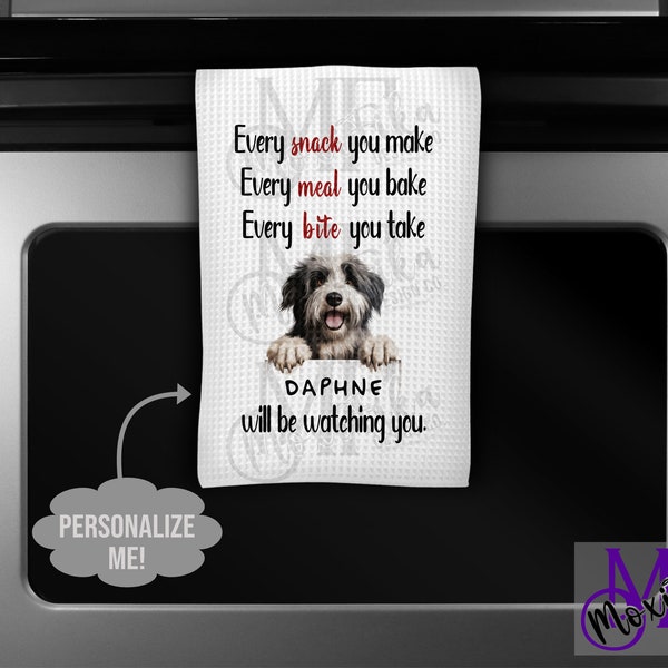 Personalized Polish Lowland Sheepdog Kitchen Towel - I'll Be Watching You Polish Lowland Sheepdog Towel - Polish Lowland Sheepdog Gift